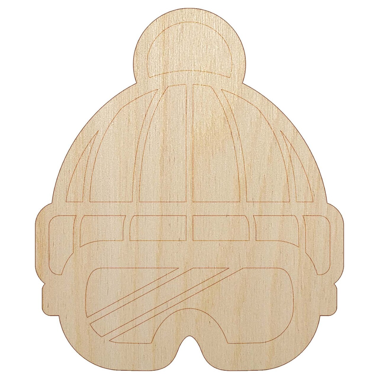 Snowboard Ski Goggles with Beanie Hat Winter Unfinished Wood Shape Piece Cutout for DIY Craft Projects